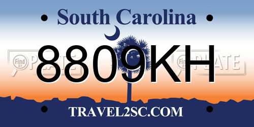 8809KH South Carolina License Plate