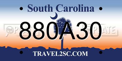 880A30 South Carolina License Plate