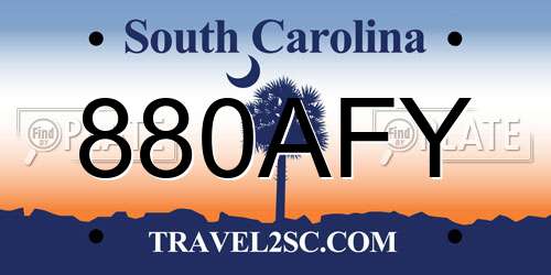 880AFY South Carolina License Plate