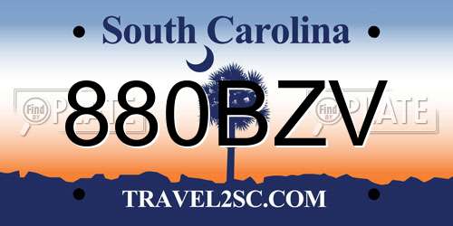 880BZV South Carolina License Plate