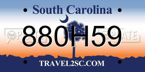 880H59 South Carolina License Plate