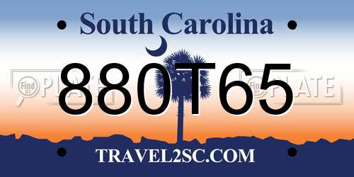 880T65 South Carolina License Plate