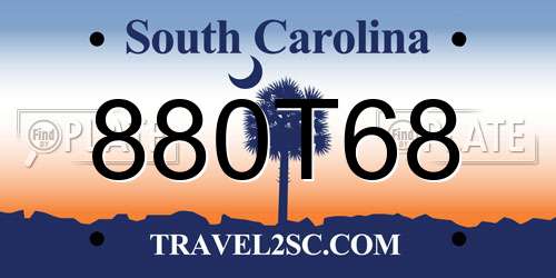880T68 South Carolina License Plate