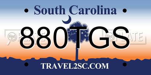 880TGS South Carolina License Plate