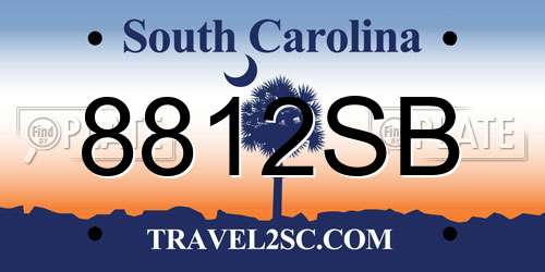 8812SB South Carolina License Plate