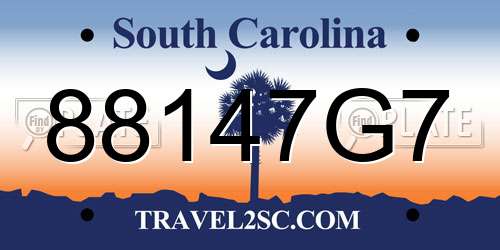 88147G7 South Carolina License Plate
