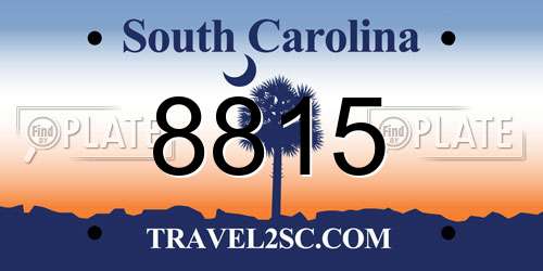 8815 South Carolina License Plate