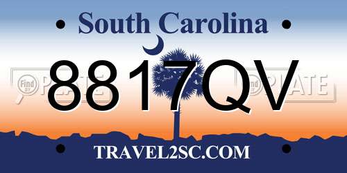 8817QV South Carolina License Plate