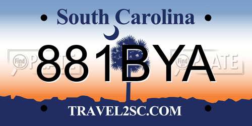 881BYA South Carolina License Plate