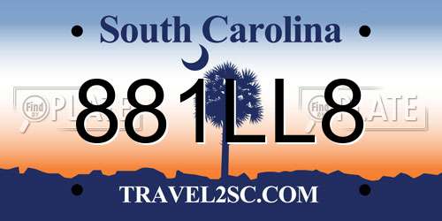 881LL8 South Carolina License Plate