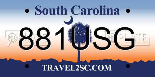 881USG South Carolina License Plate
