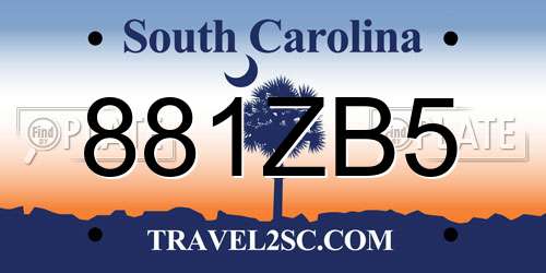881ZB5 South Carolina License Plate