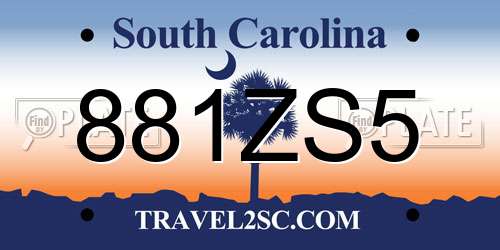 881ZS5 South Carolina License Plate