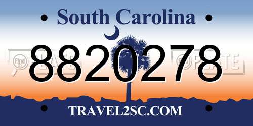 8820278 South Carolina License Plate