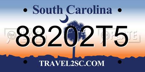 88202T5 South Carolina License Plate