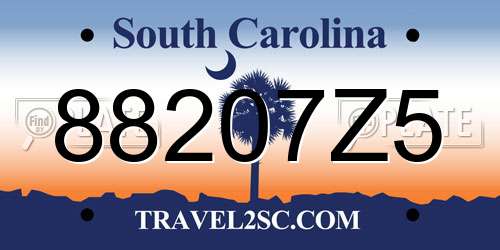 88207Z5 South Carolina License Plate
