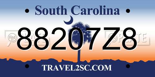 88207Z8 South Carolina License Plate