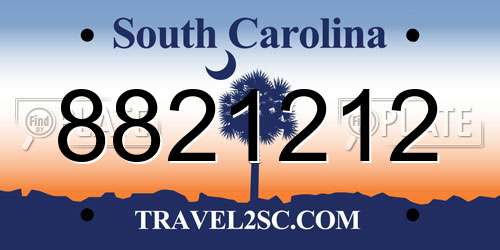 8821212 South Carolina License Plate