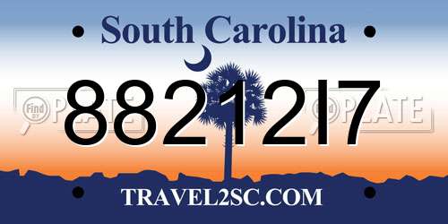 88212I7 South Carolina License Plate