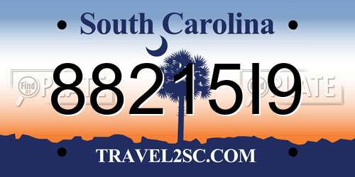 88215I9 South Carolina License Plate