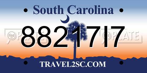 88217I7 South Carolina License Plate