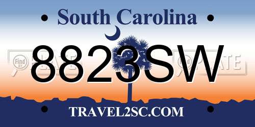 8823SW South Carolina License Plate