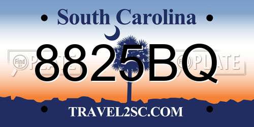 8825BQ South Carolina License Plate