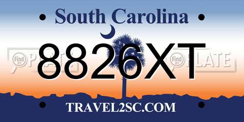 8826XT South Carolina License Plate