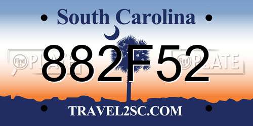 882F52 South Carolina License Plate