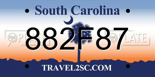 882F87 South Carolina License Plate