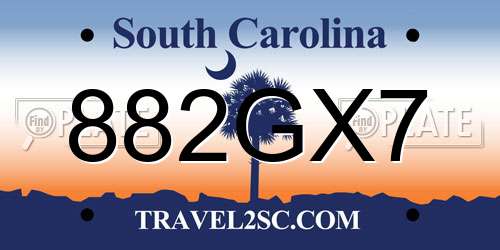 882GX7 South Carolina License Plate
