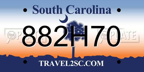882H70 South Carolina License Plate