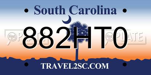 882HT0 South Carolina License Plate