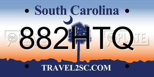 882HTQ South Carolina License Plate