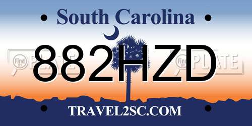 882HZD South Carolina License Plate