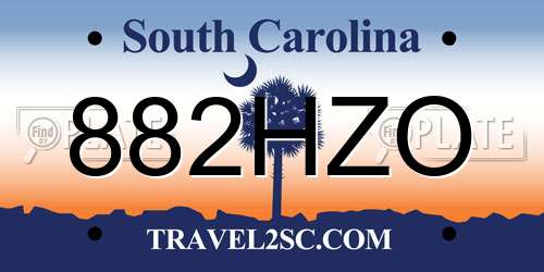 882HZO South Carolina License Plate