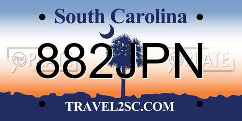 882JPN South Carolina License Plate