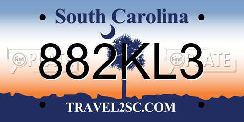 882KL3 South Carolina License Plate