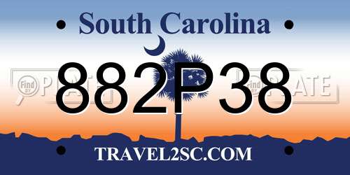 882P38 South Carolina License Plate