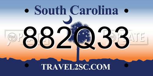 882Q33 South Carolina License Plate