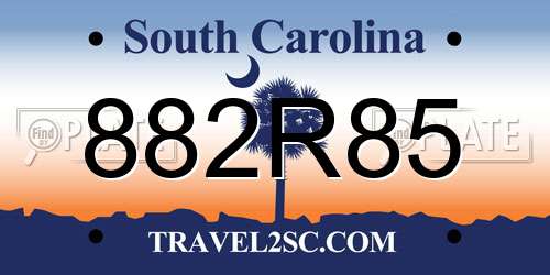 882R85 South Carolina License Plate