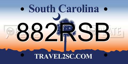 882RSB South Carolina License Plate