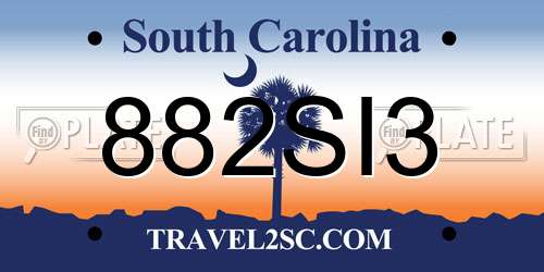 882SI3 South Carolina License Plate
