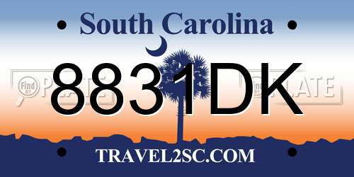 8831DK South Carolina License Plate