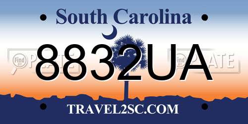 8832UA South Carolina License Plate