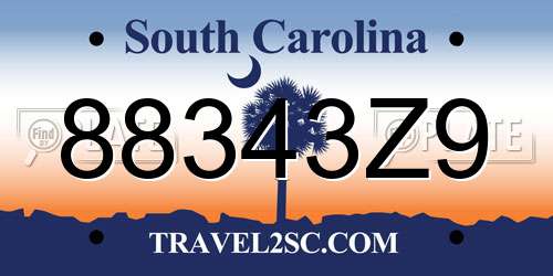 88343Z9 South Carolina License Plate