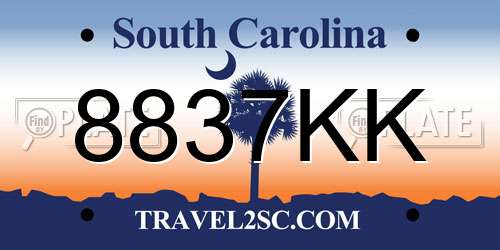 8837KK South Carolina License Plate