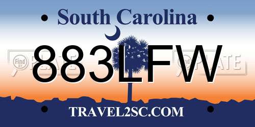 883LFW South Carolina License Plate