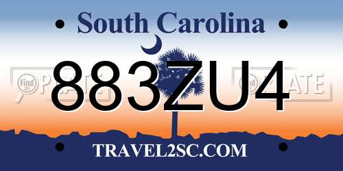 883ZU4 South Carolina License Plate