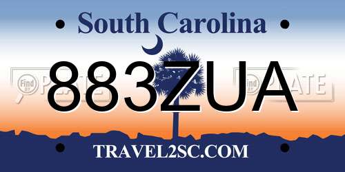 883ZUA South Carolina License Plate